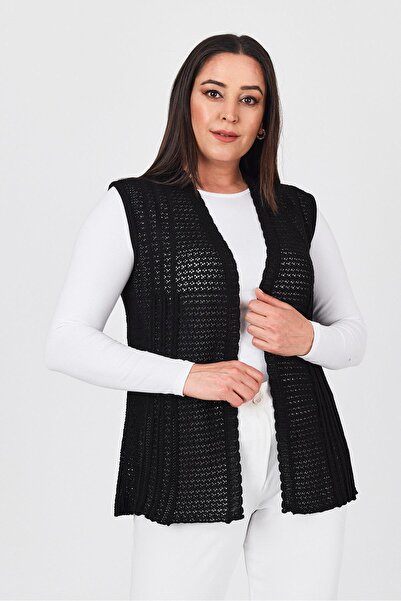 Uludağ Triko Γυναικείο Μαύρο Διάτρητο Κεντημένο Εποχιακό Πλεκτό Μητέρα Καλοκα...