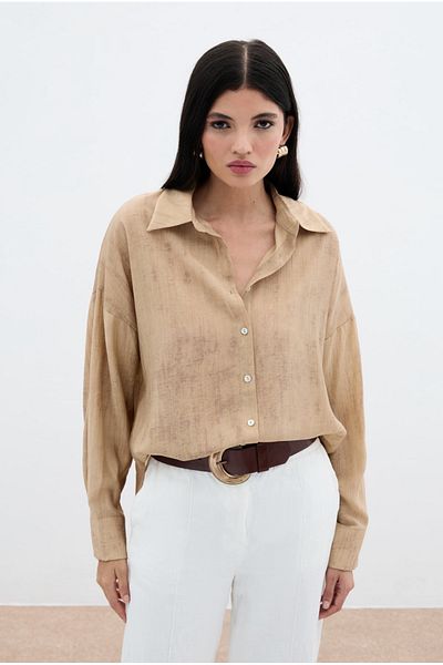 Sateen Patterned Slim Casual Shirt