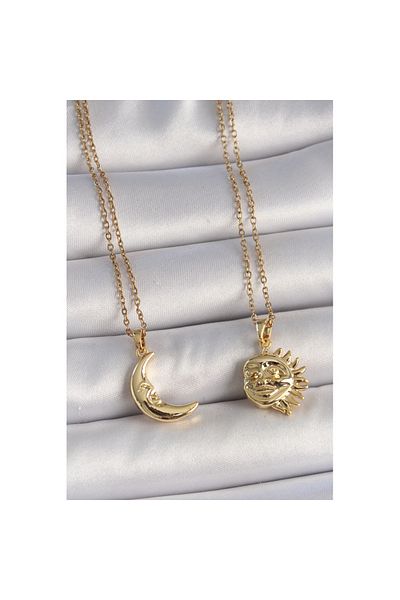 Skygo 316L Steel Gold Color Moon Sun Model Dating Women's Necklace - Tj-Bko10027