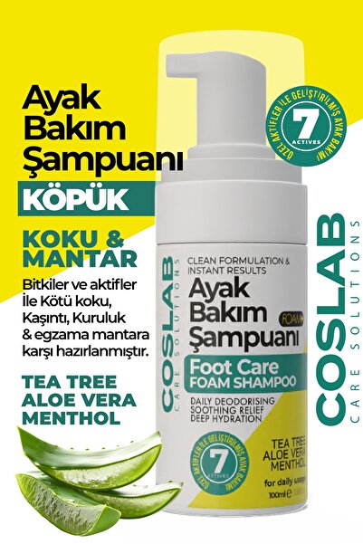 COSLAB Ayak Koku Giderici Köpük Şampuan 100ML | Mantar, ve Tırnak Bakımı İçin Çay Ağacı Özlü