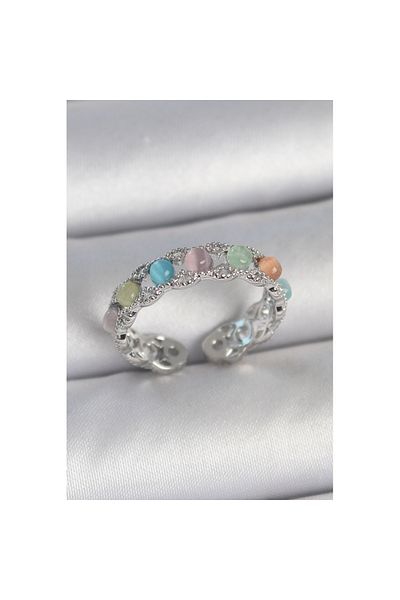 Skygo Brass Silver Color Colorful Enamel Adjustable Women's Ring - Tj-Byk3746