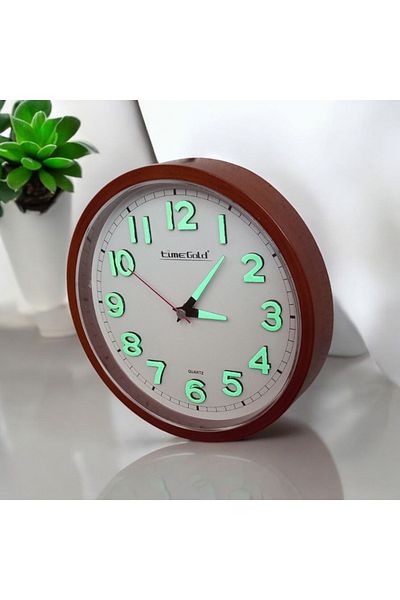 Time Gold Phosphorescent 3D Relief Numeral Mini Small Clock Wall Clock Diameter 22 cm Antique