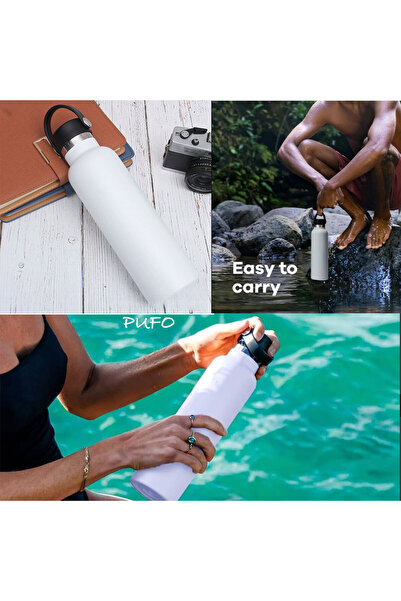 PUFO Traveler metal thermos bottle for drinks, isothermal, 500 ml, white