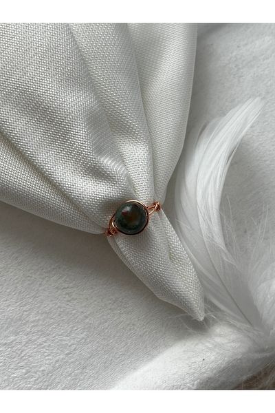 Pel Design 8 mm Bloodstone Copper Wire Ring