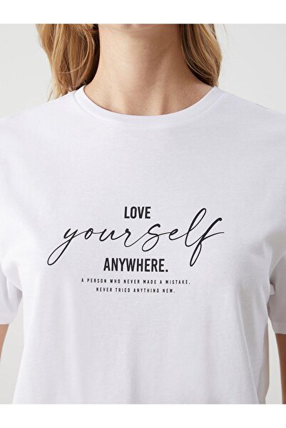 LC Waikiki Γυναικείο μπλουζάκι με στάμπα LCW Vision Crew Neck (S5)