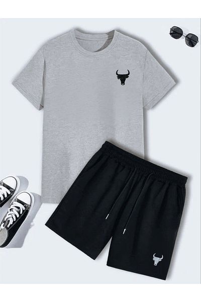 REBRAND Oversize T-Shirt Set - Printed Bottom Top Shorts Set