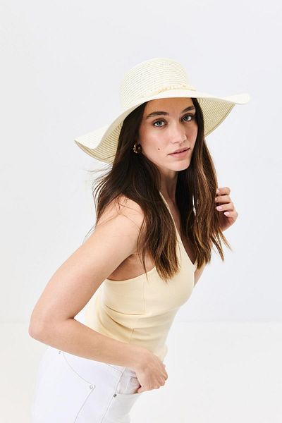 C&City Wide Brim Straw Beach Hat Y25730-09 Cream