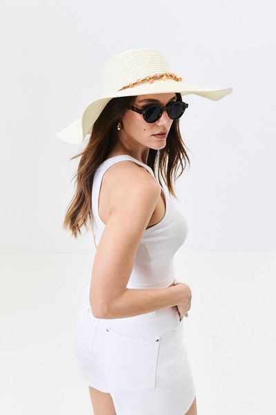 C&City Wide Brim Straw Beach Hat Y25730-12 Cream