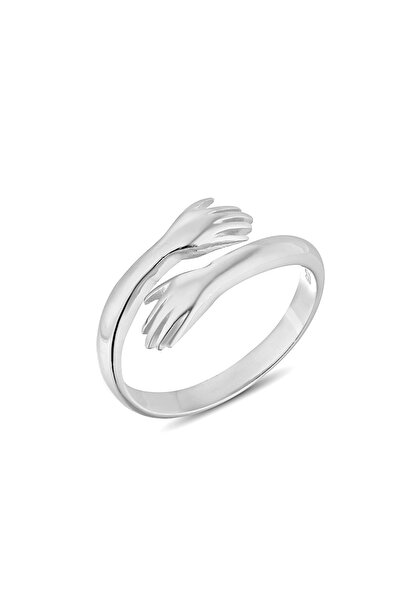 Zanaatsilver 925 Ayar Gümüş Ayarlanabilir Sarılan Eller Yüzük