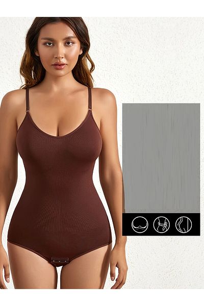 MİSTİRİK Mamey Snap (Zibin) Corset Push up Effect Coffee Color5