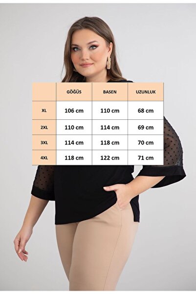 FOR ESRA BIG TREND Women's Large Size Sleeve Patterned Chiffon Front Ruffle Accessory Detail Collar Tie Flexible Viscose Blouse