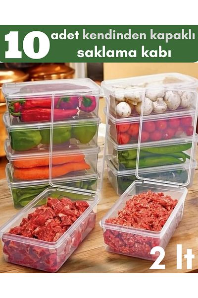 ALPY E TRADE 10 Pieces (2000 ml) |   Airtight, Freezer & Microwave Compatible Meat and Food Storage Container