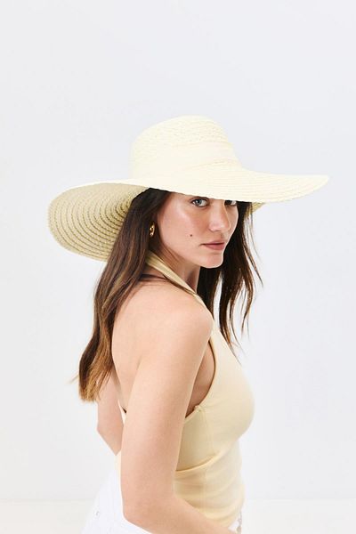 C&City Wide Brim Straw Beach Hat Y25730-16 Cream
