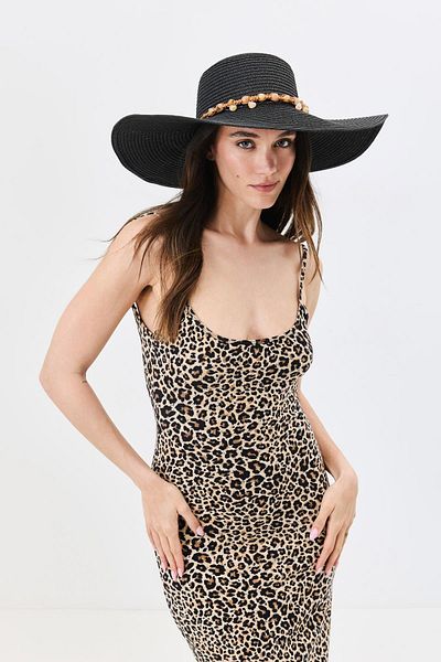 C&City Wide Brim Straw Beach Hat Y25730-12 Black