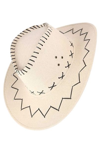 Flower Toys Lace-Up Adult Suede Cowboy Hat Holiday Picnic Accessory Hat