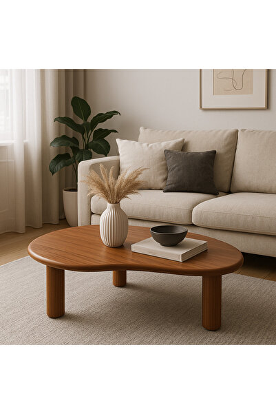 Trihome Organik Formlu Modern Orta Sehpa – Minimalist ve Şık Tasarım Masif Ahşap