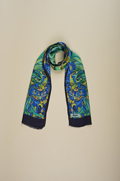 silqoora %100 İpek Şal Fular (27x135 CM)-Vincent Van Gogh (Süsenler)