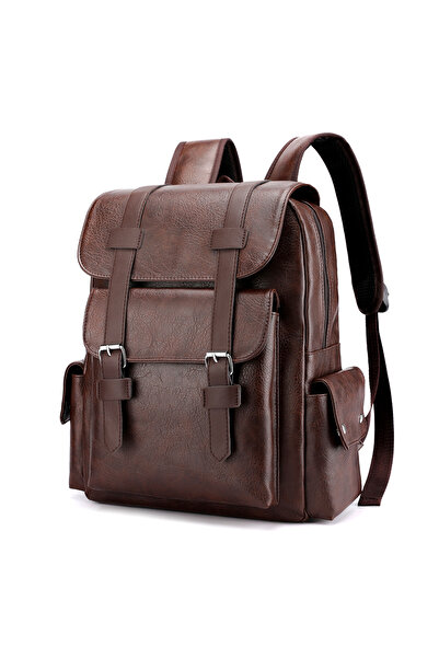 shop حقيبة ظهر من الجلد الصناعي الناعم ذات سعة كبيرة للجنسين مقاس 15.6 بوصة