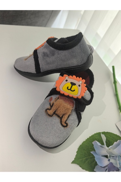bozyaşam House Shoes for Boys with Lion Figure