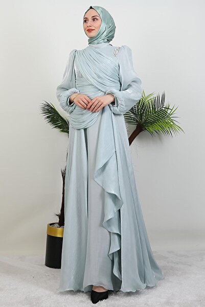 GİYZAMİLA İlsu Hijab Evening Dress Light Mint