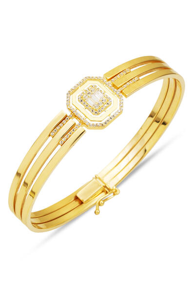 Bilezikci Bagetli Kaburga Altın Kelepçe Bilezik