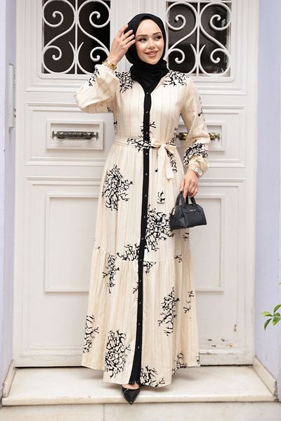 N.S NEVA STYLE Patterned Black Hijab Dress 23925S