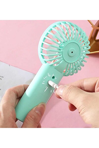 Menuzer Taşınabilir Küçük El Fanı Şarj Edilebilir Kadınlar Için Sevimli Tasarımlı Usb 16 * 8cm(SARI)