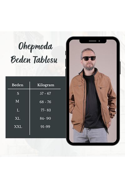 OHEPMODA Водоустойчиво мъжко сезонно яке с детайл на яка