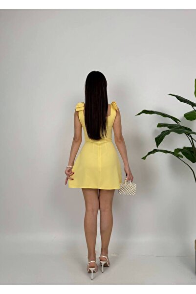 zoezoe Omuz kurdele detaylı mini düğün/davet/nişan/nikah/kına/mezuniyet elbisesi