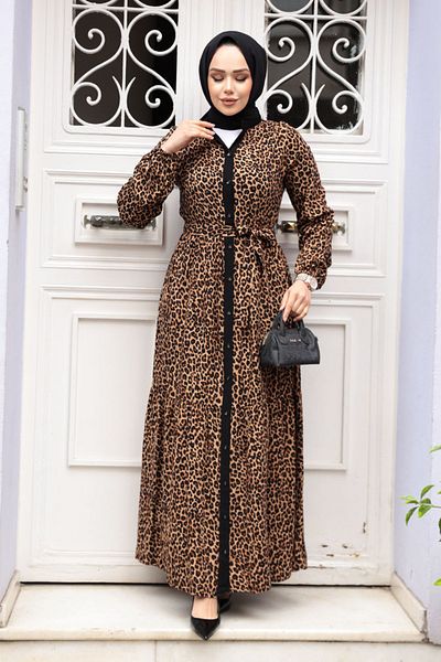 N.S NEVA STYLE Φόρεμα Hijab με σχέδιο Leopard 23927LP