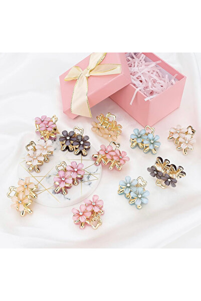 İnDerin Μεταλλικό λουλούδι κομψό χρυσό κλιπ μαλλιών με 10 κρυστάλλινες πέτρες...