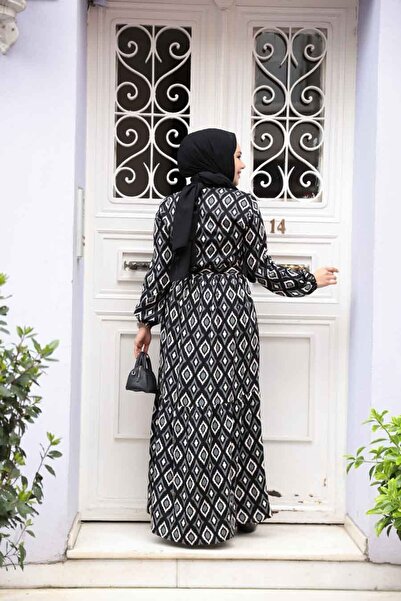 N.S NEVA STYLE Patterned Black Hijab Dress 23924S