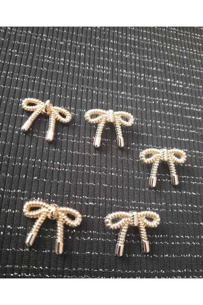 beyna aksesuar Bow Metal Button 2.5 cm Gold Plated 1 Package 5 Pieces