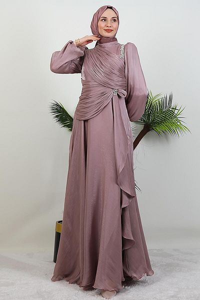 GİYZAMİLA Βραδινό φόρεμα ILSU Hijab Σκούρα πούδρα