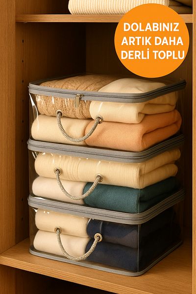 HİG HOME Foldable Zippered Practical Storage under Bed Cabinet 28X32X15 cm