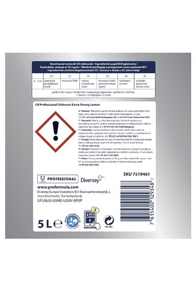 Cif Detergent Pentru Spalarea Manuala A Vaselor Professional Lemon, 5 L