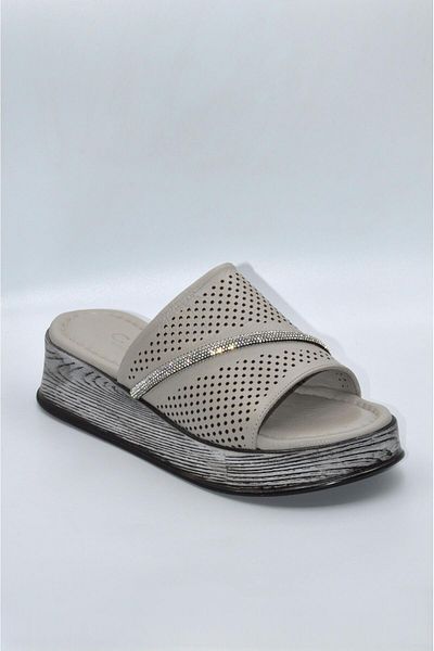 Biocomfort Women's Mink Genuine Leather Stone Summer Slippers - (Drn-1009)