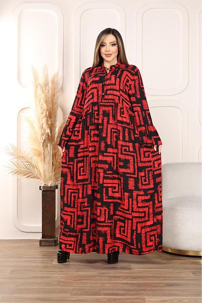 fly just Women's Plus Size Spanish Sling Woven Dress with Collar Placket Buttons