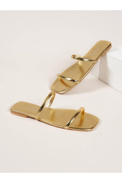 GUİZ Kadın Gold Düz Terlik