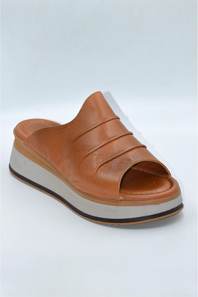Biocomfort Women's Tan Genuine Leather Summer Slippers - (Drn-1900)