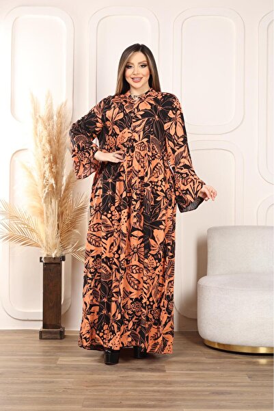 fly just Women's Plus Size Spanish Sling Woven Dress with Collar Placket Buttons