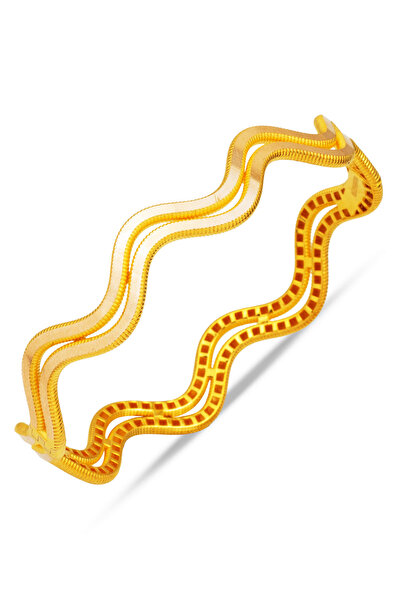 Bilezikci Zikzaklı Ajda Kelepçe Altın Bileklik