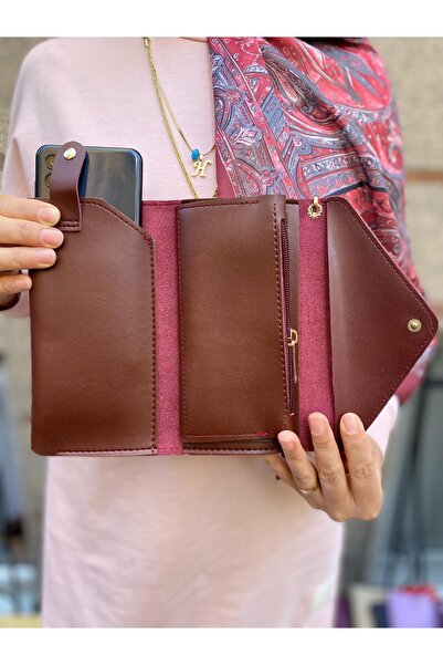 H&D COLLECTİON Wallet Hand Portfolio Bag with Ankle Strap, Coin Compartment, Phone Compartment