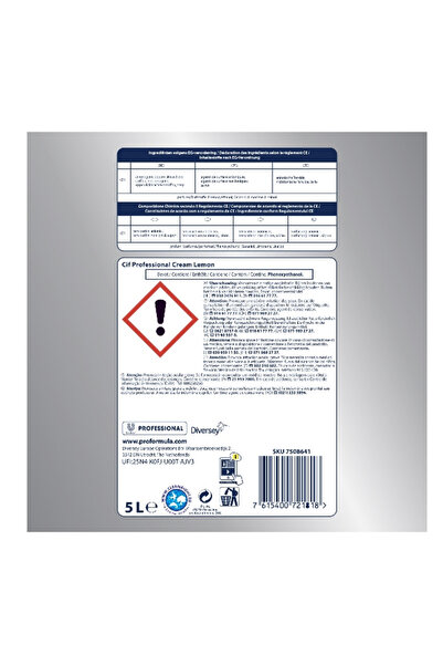 Cif Professional Lemon Non-Abrasive Cleaning Cream, 5 L