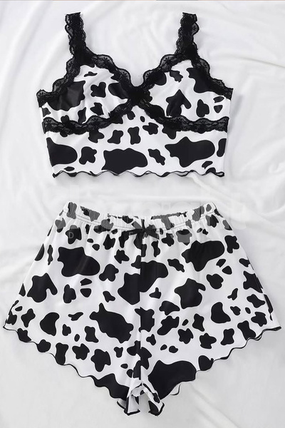 Veille Γυναικείο Σετ Πυτζάμες Λεοπάρ Νυχτικό με Σορτς Λεοπάρ Σετ Παντελόνι Λεοπάρ