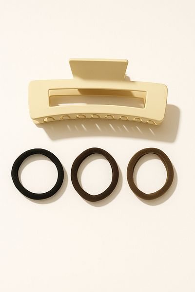 Srctech Rectangular Latch Buckle and Hair Rubber Buckle Set