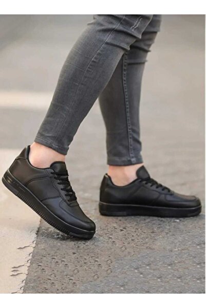 KING SEZAR Günlük Erkek Siyah Beyaz Sneaker Bağcıklı Rahat Fileli Hava Alabilen Yürüyüş Spor Ayakkabısı