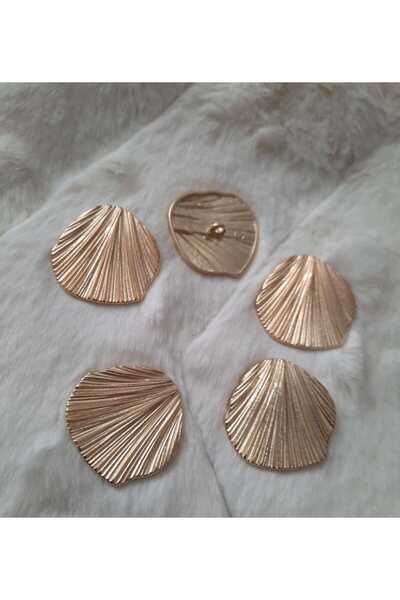 beyna aksesuar Leaf Metal Button 23 mm Gold Plated 1 Package 6 Pieces