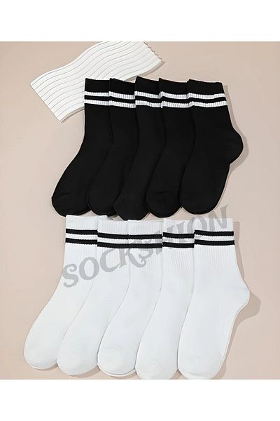SOCKSHION 10 ζευγάρια Unisex ριγέ κάλτσες τένις