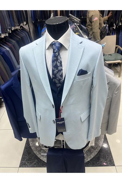 MASSARO Combined Slimfit Vest Suit (Jacket Plain or Checked. Pant Vest Straight)